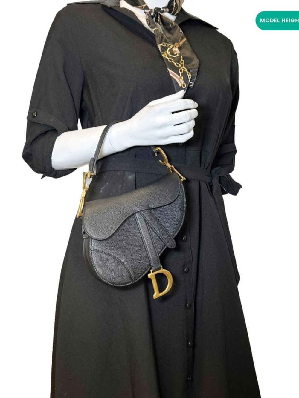 CHRISTIAN DIOR Saddle Mini Grained Calfskin Leather Shoulder Bag Black - Picture 2 of 13